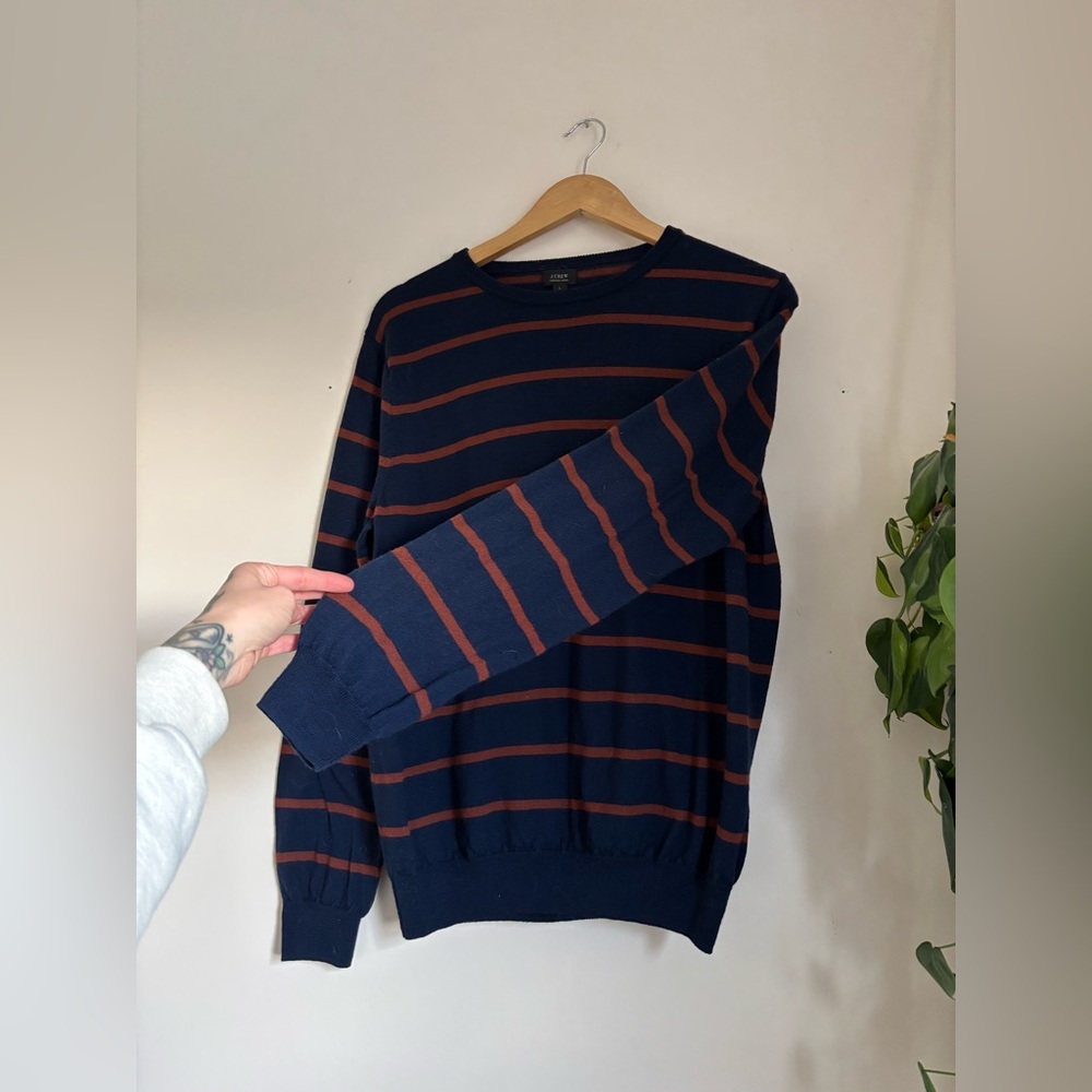 J.Crew Navy & Rust Merino Wool Crewneck - Picture 4 of 7